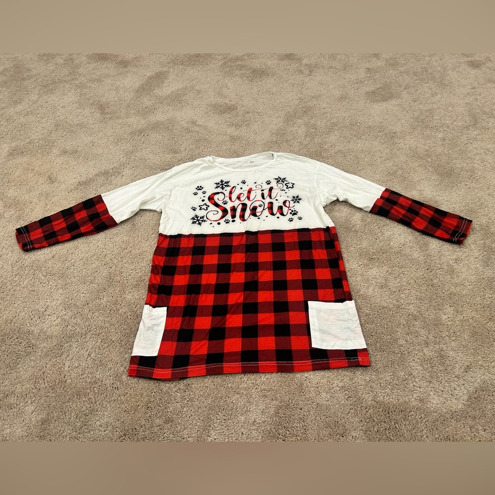 Let it snow Buffalo plaid large Christmas long sleeve tshirt